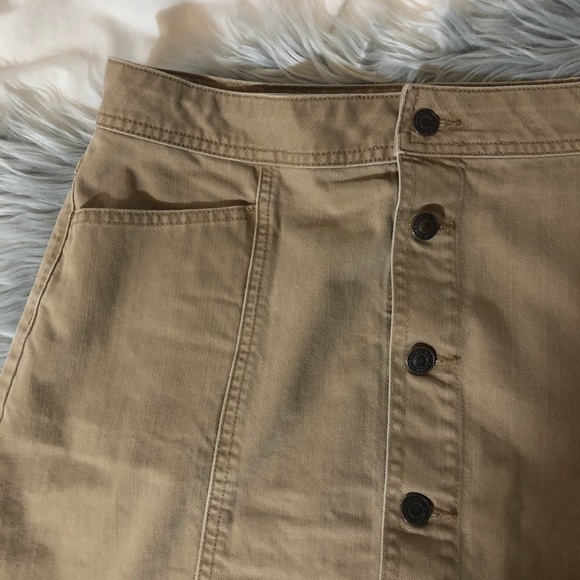 Camel button up skirt khaki mini skirt size 10 - Picture 3 of 7
